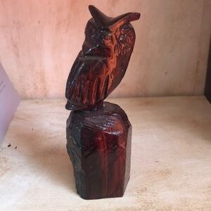 Vintage hand carved Ironwood owl, 2 piece chili/spices crusher rare unique